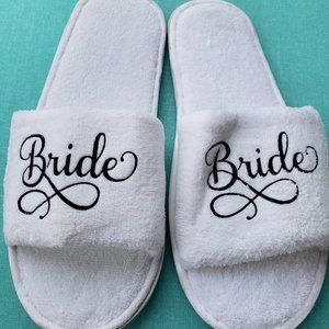 Custom handmade bridal party slippers